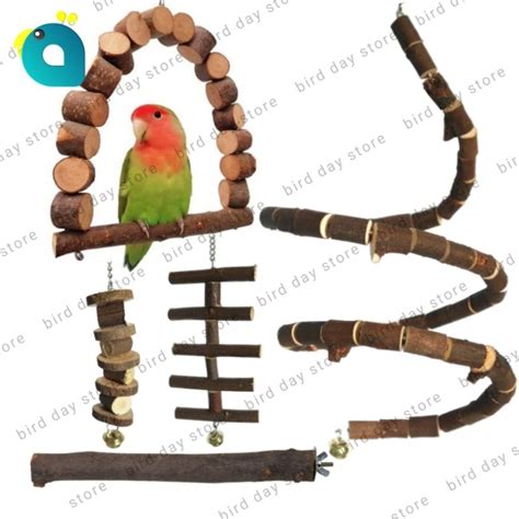 Jual Paket Hemat Mainan Burung Parrot Natural Tangkringan Ayunan Tangga