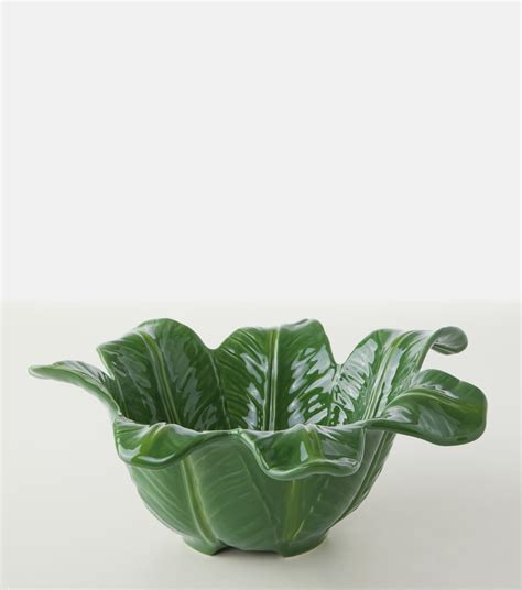 Banana Da Madeira Ceramic Salad Bowl In Green Bordallo Pinheiro