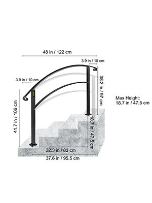 Happybuy Step Handrail Fits Or Steps Matte Black Stair Rail