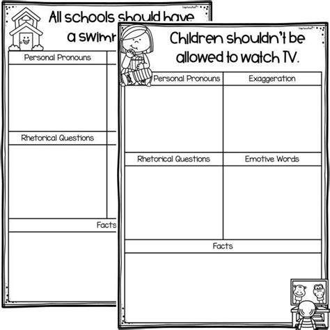 Persuasive Devices Planning Sheets Top Teacher