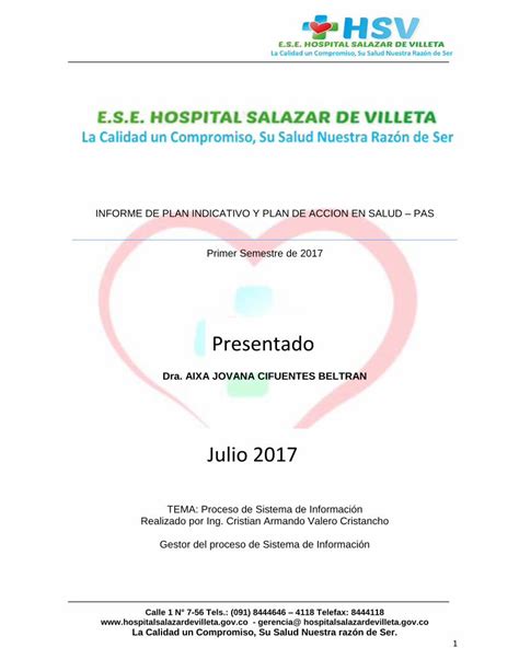 Pdf Informe De Plan Indicativo Y Plan De Accion En Salud · Ministerio De Salud Compra Y