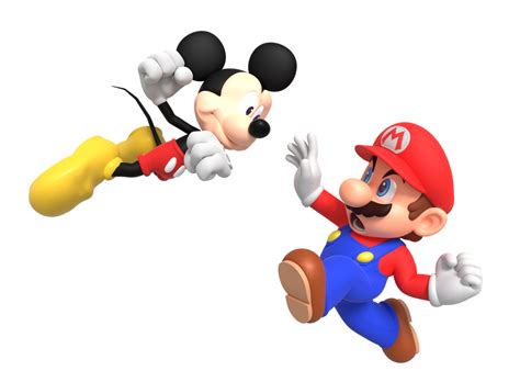 Mario And Mickey Mouse Are Fighting Over Each Other In This Image From