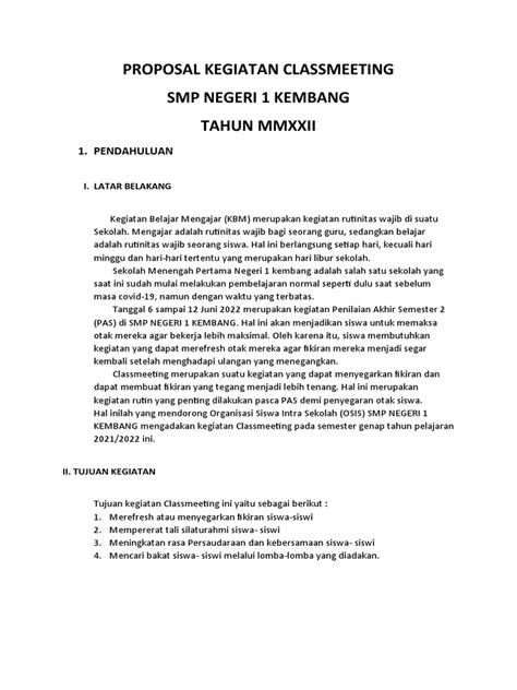 Proposal Kegiatan Class Meeting Pdf