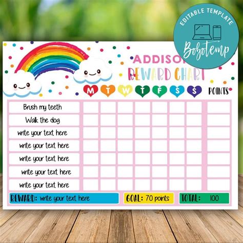 Free Printable Rainbow Reward Chart Printable Templates