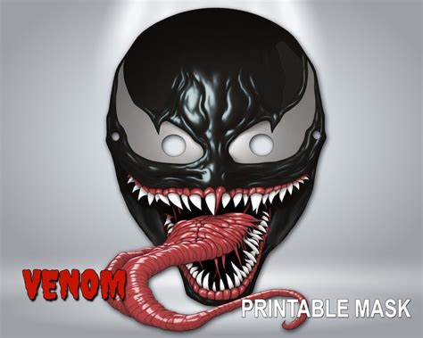 Venom Mask Spiderman Venom Mask A4 Size Ready to Print Digital Download ...