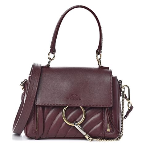 Chloe Calfskin Quilted Mini Faye Day Shoulder Bag Burnt Brown