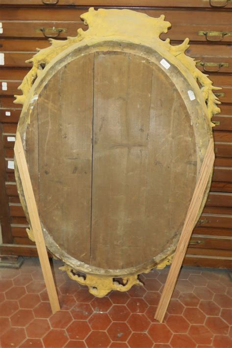 Proantic Grand Miroir Ovale En Bois Dor Poque Me