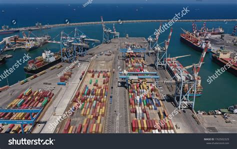 Ashdod Port Rows Shipping Containers Aerial Stock Photo (Edit Now ...