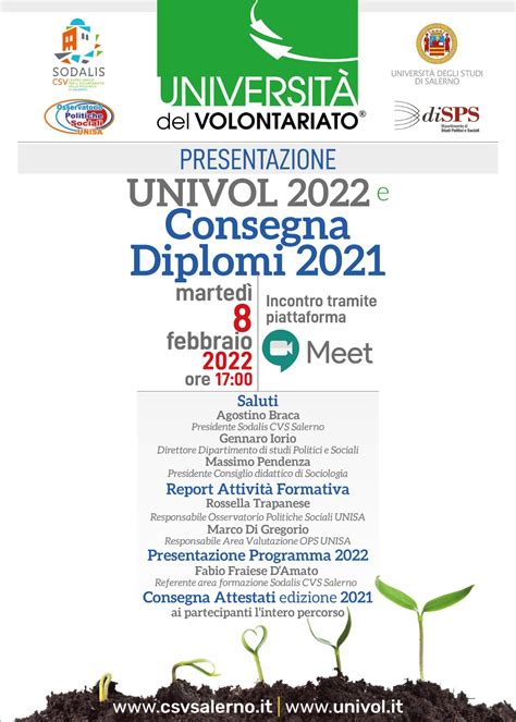 univol 2021 consegna diplomi Università del Volontariato Univol it