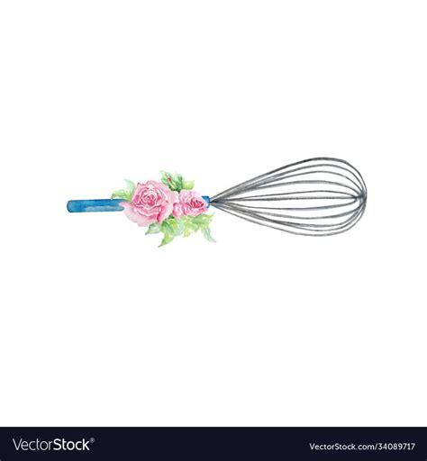 Watercolor Illustration Of A Culinary Kitchen Item For Baking Whisk And