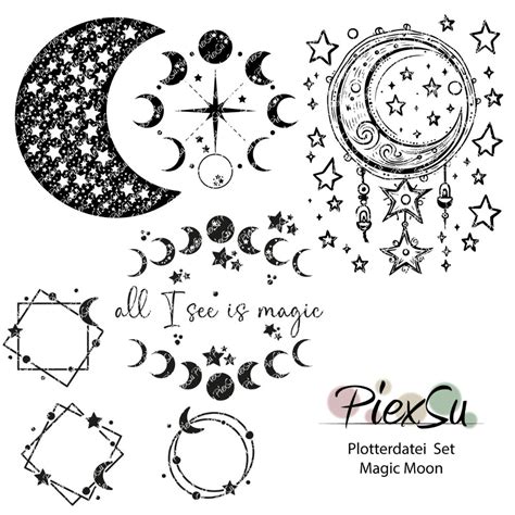 Plotterdatei Set Magic Moon Dxf Svg Png Piexsu