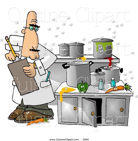 Cuisine Clipart Of A White Food Health Inspector Inspecting A Dirty