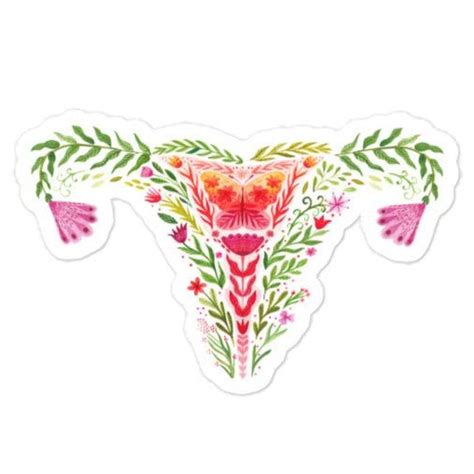 Uterus Watercolor Flowers Sticker — Feminist Apparel