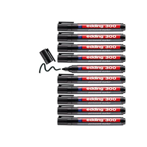 Edding 300 Permanent Bullet Tip Marker Black Pack Of 10 300 001