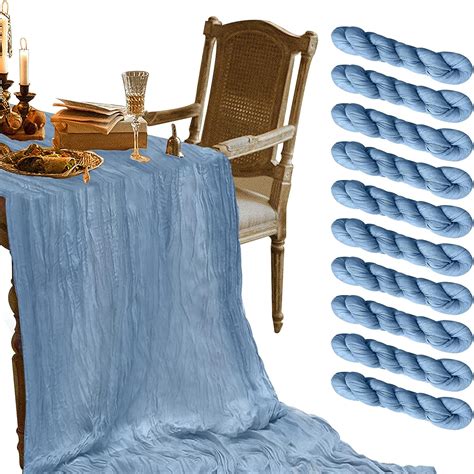 Amazon HOMVERSITY 10 Pack Dusty Blue Cheesecloth Table Runner 36 X