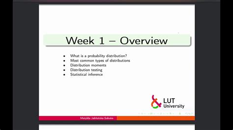 Advanced Statistics Week 1 Overview YouTube