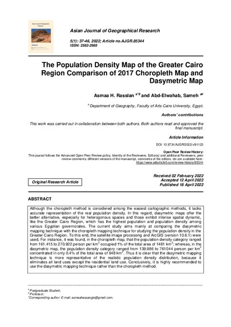 (PDF) The Population Density Map of the Greater Cairo Region Comparison ...