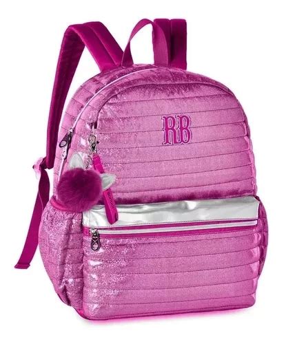 Mochila Rb Feminina Juvenil Rebecca Bonbon Metalizada Rosa G