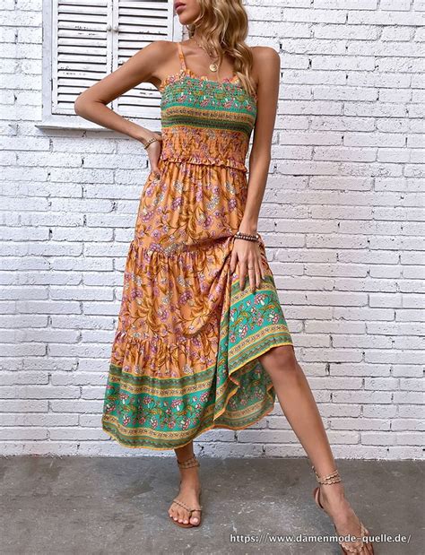 Kleider Boho Kleid F R Damen Viskose Sommerkleid Elegant