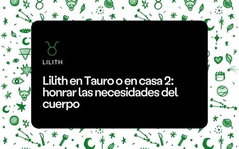 Lilith En Tauro O En Casa Honrar Las Necesidades Del Cuerpo