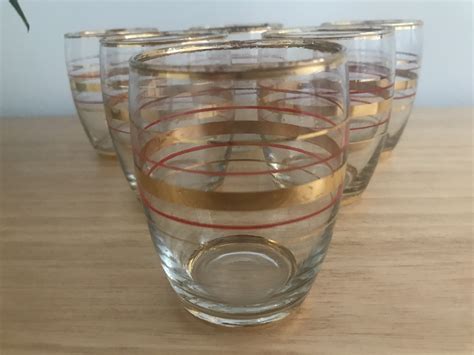 Vintage Stemless Wine Glasses French Glasses With Gold And Etsy