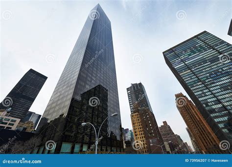 Street View Of Tall Skyscrapers At Manhattan Editorial Photography