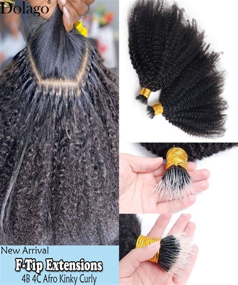 Dolago Afro Curly F Tip Hair Extensions African I Tip Human Hair