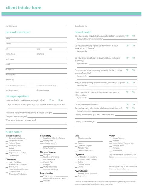 Printable Client Intake Form