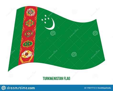 Turkmenistan Flag Waving Vector Illustration On White Background