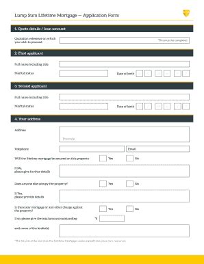 Fillable Online Hodgelifetime Co Lump Sum Lifetime Mortgage Application