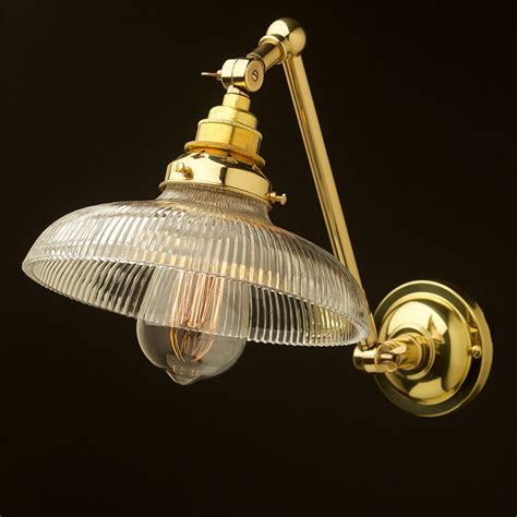 Polished Brass Adjustable Arm Wall Mount Shade Edison Light Globes