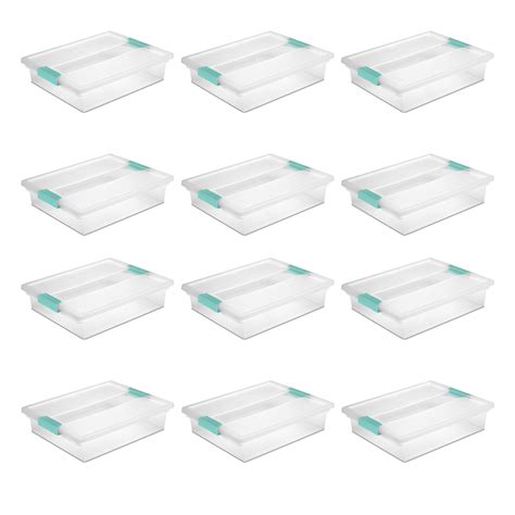 Sterilite 32 Qt Clear Plastic Latch Box Plastic Stadium Blue