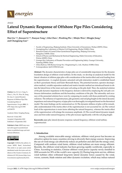 PDF Lateral Dynamic Response Of Offshore Pipe Piles Considering