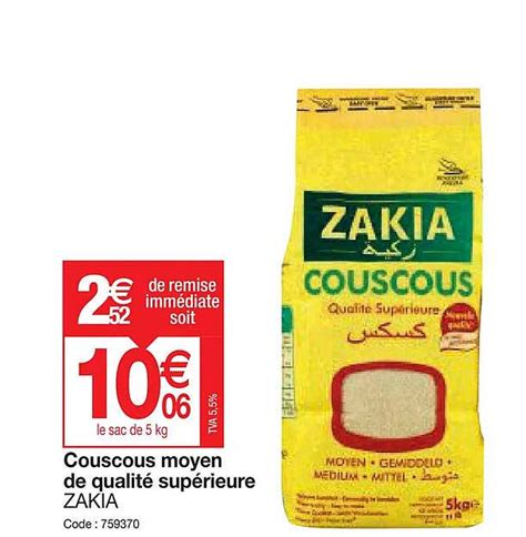 Promo Couscous Moyen De Qualité Supérieure Zakia chez Promocash