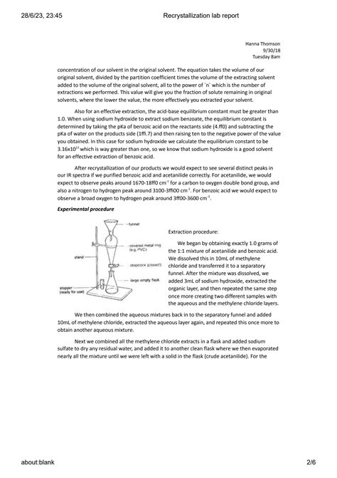 SOLUTION: Recrystallization lab report organic chemistry laboratory i