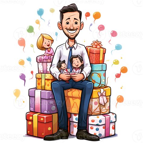 Cute Happy Birthday Dad Clipart Illustration Ai Generative 34119858 Png