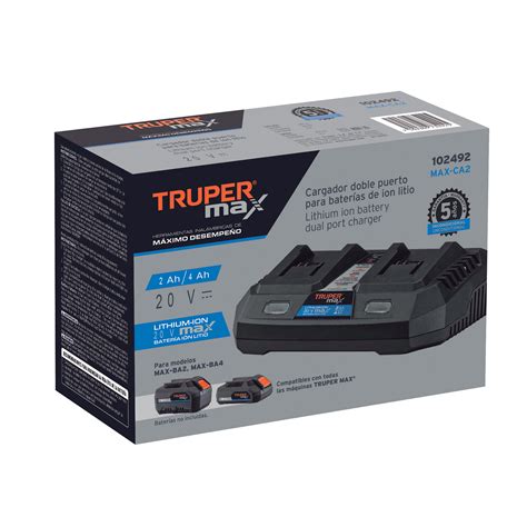 Max Ca Truper Expert Cargador Dual De Bater As De Ion Litio