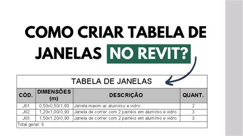 Como Criar Tabela Quadro De Janelas No Revit Youtube