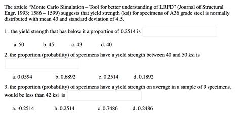 Solved The Article Monte Carlo Simulation Tool For Better Chegg