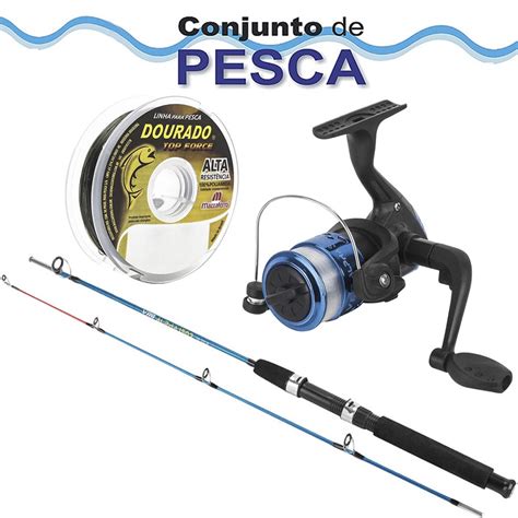 Kit de Pesca Molinete Vara 20lbs Linha Monofilamento Escorrega o Preço