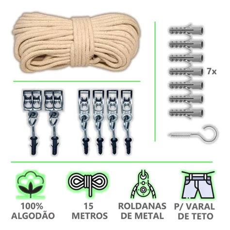 Kit Varal Teto Metal Carretilhas E Corda M Algod O Mercadolivre