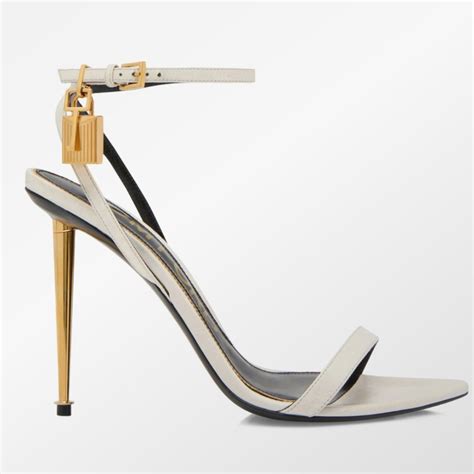 Tom Ford Padlock Pointy Naked Sandal Size Chalk Gem