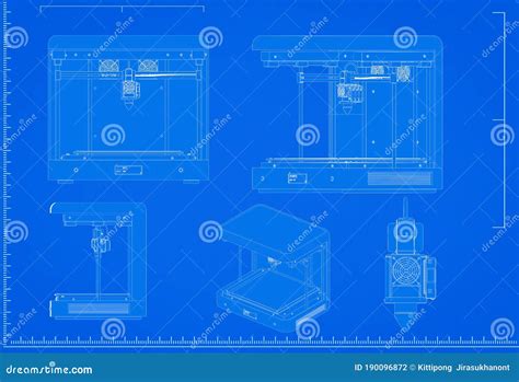 3d printer blueprint stock illustration. Illustration of measure - 190096872