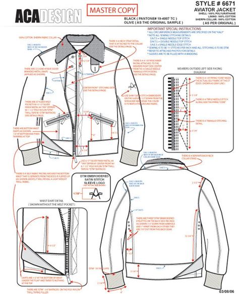 Tech Pack Example Work 1 On Behance Jacket Pattern Sewing Tech