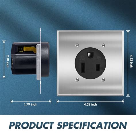 NEMA 6 50R Receptacle Outlet 50 A Flush Mounting 3 Wire 125 250V With