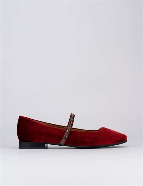 Ballerina Tacco Cm Rosso Velluto Barca Stores