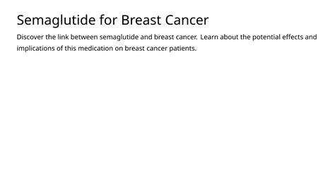 Semaglutide for Breast Cancer – meds.is