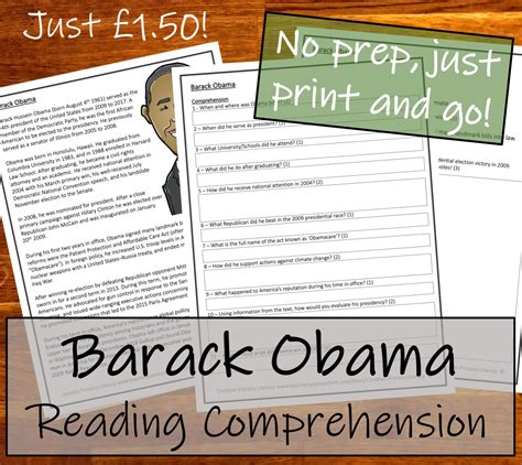 Uks2 Barack Obama Reading Comprehension Activity Teaching Resources