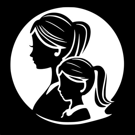 Mother Daughter Minimalist And Simple Silhouette Vector Illustration