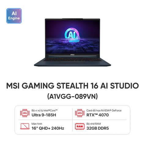 Laptop Msi Gaming Stealth 16 Ai Studio A1vgg 089vn Core Ultra 9 185h